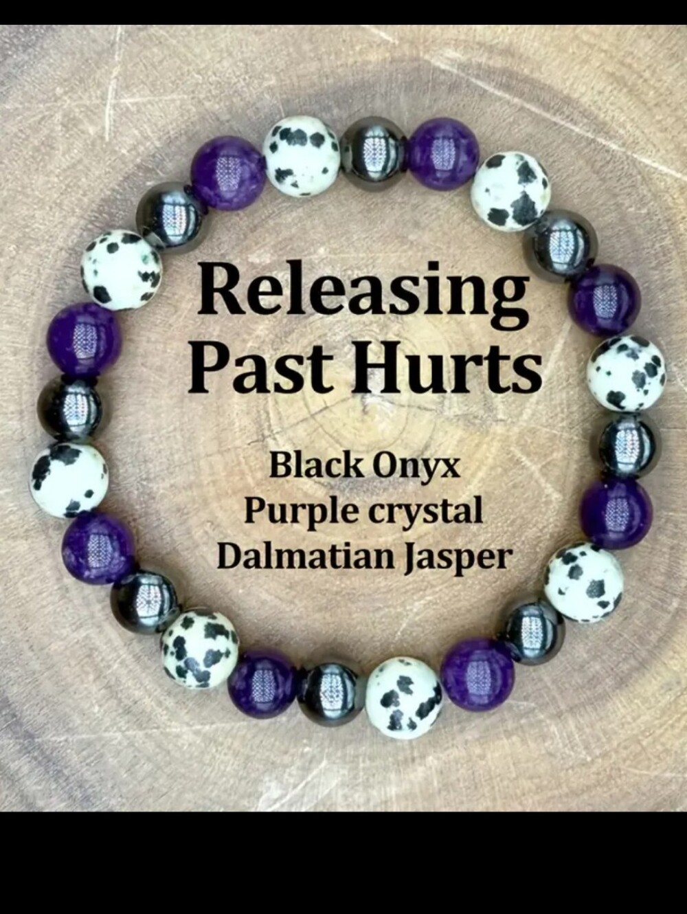 Bohemian Black Agate, Purple & Dalmatian Jasper Releasing Past Hurts Bracelet